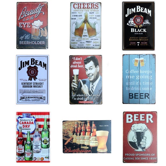 Various styles of advertising signs